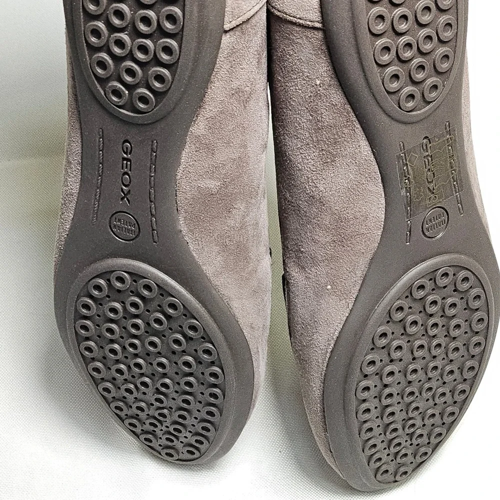Geox Respira D Charlene J Dove Grey Goat Suede Loafer Flats‎ Women's 5 Italian
